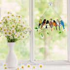 Stained Glass Bird Suncatcher Met Kleurrijke Vogels