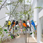 Stained Glass Bird Suncatcher Met Kleurrijke Vogels