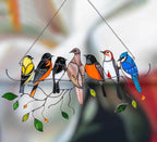 Stained Glass Bird Suncatcher Met Kleurrijke Vogels
