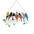 Stained Glass Bird Suncatcher Met Kleurrijke Vogels