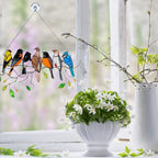 Stained Glass Bird Suncatcher Met Kleurrijke Vogels