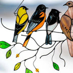 Stained Glass Bird Suncatcher Met Kleurrijke Vogels