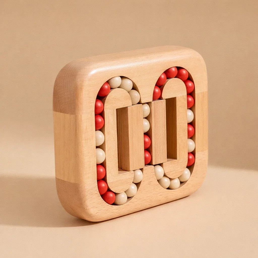 Draaipuzzel van Hout met Kralenbanen voor Schuiven en Patronen Maken