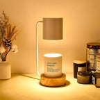 Japanse kaarsenwarmerlamp met houten voet en dimbare timer