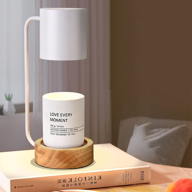 Tafellamp met Waxverwarmer en Houten Basis