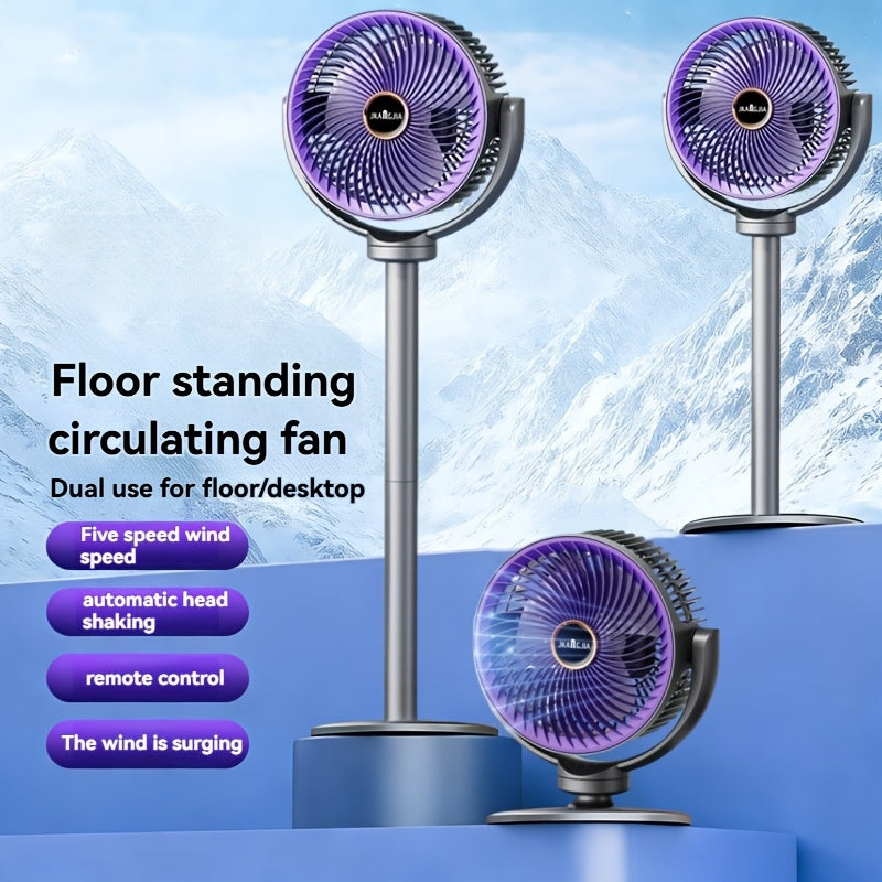 Draadloze Staande Ventilator met Verstelbare Hoogte en 5 Snelheden