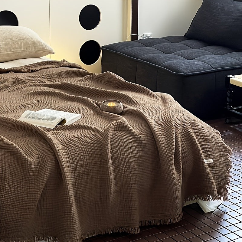 Katoenen Mousseline Plaid met Franjes voor Bank, Bed en Woonkamer