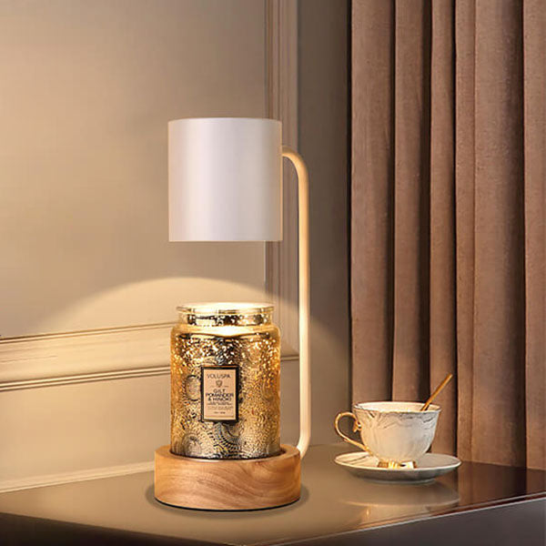 Tafellamp met Waxverwarmer en Houten Basis
