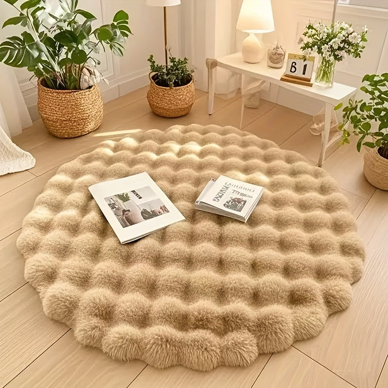 Rond Bubble Vloerkleed met Zachte Fleece Structuur
