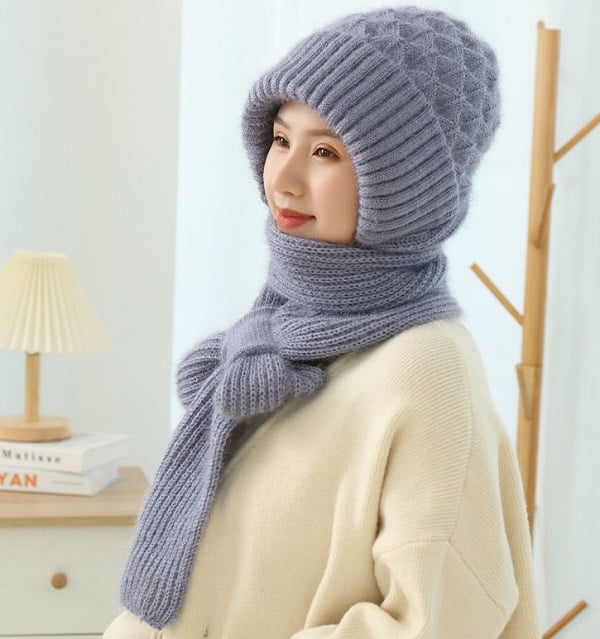 Wintermuts En Halsbeschermer Met Warm Fleece En Elastisch Strickontwerp