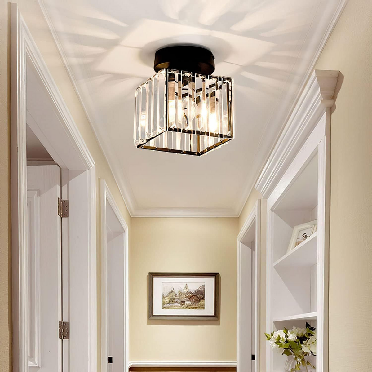 Inbouw Plafondlamp Met Kristalglas En Compact Ontwerp Voor Heldere Gangverlichting