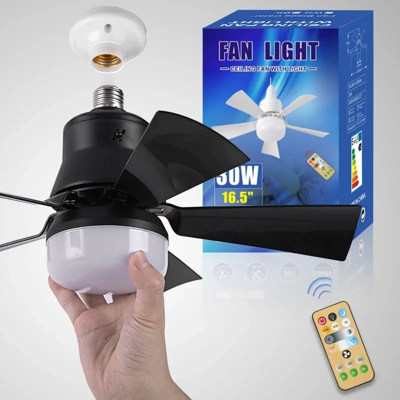 E27 plafondventilator met dimbare LED-lamp en afstandsbediening