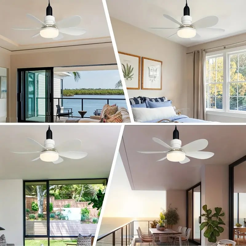 E27 plafondventilator met dimbare LED-lamp en afstandsbediening