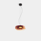 Luxe Glazen Hanglamp met Unieke Handgemaakte Kap voor Warme Sfeerverlichting