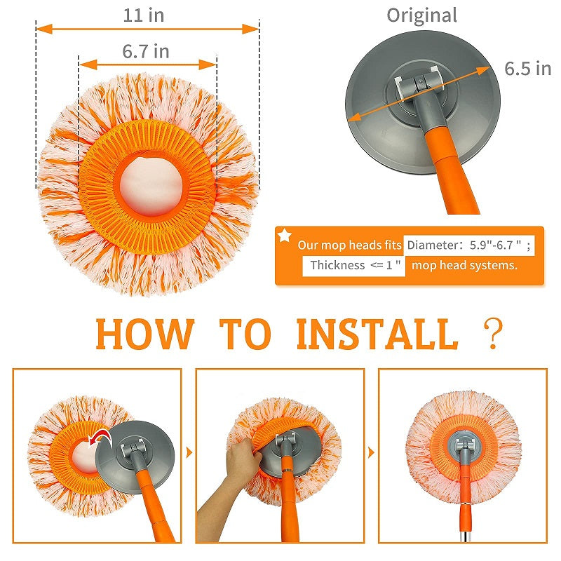 Ronde microvezelmop met draaibare kop en verstelbare steel