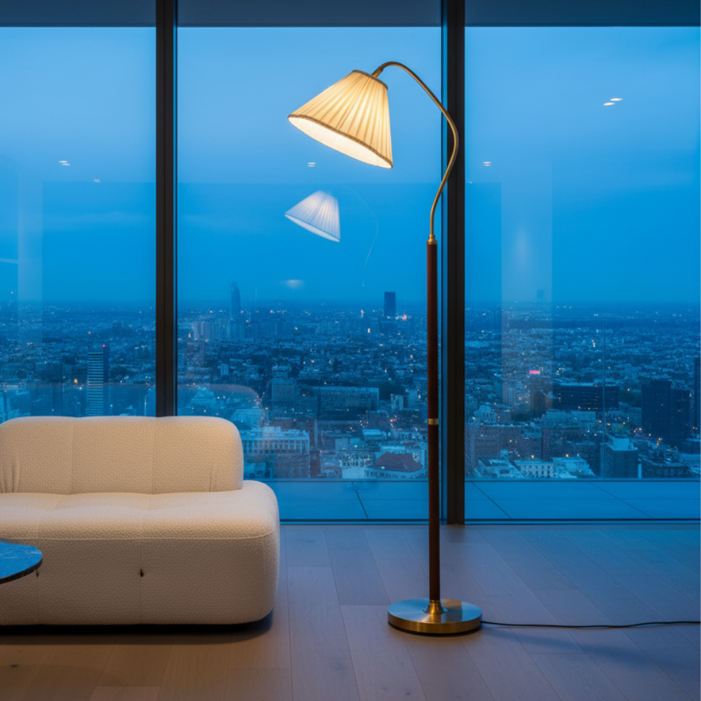 Japanse Vloerlamp met Houten Basis en Zachte Warme Sfeerverlichting