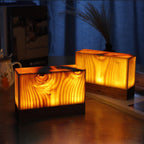 Houten Tafellamp Met Warm Licht En Snoerloos Ontwerp Voor Gezellige Hoeken