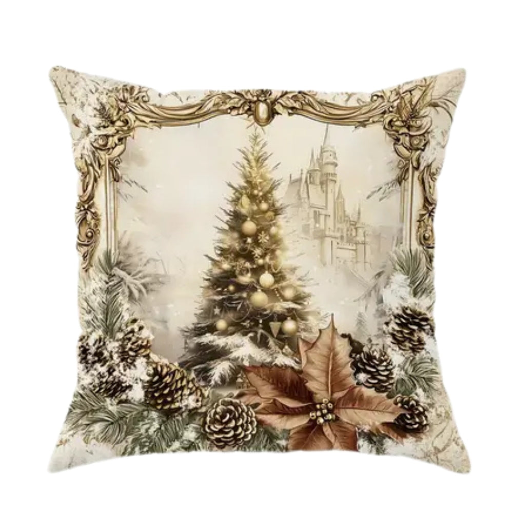 Velours Kerst Kussenhoes Met Feestelijk Winterdesign
