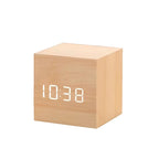 LED Wekker Met Houtlook Behuizing En Multifunctioneel Display