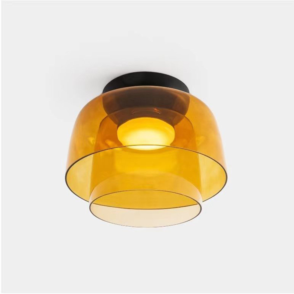 Glazen Plafondlamp Met Gelaagde Vorm En Moderne Sfeerverlichting