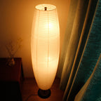 Scandinavische Rijstpapier Vloerlamp met Houten Voet
