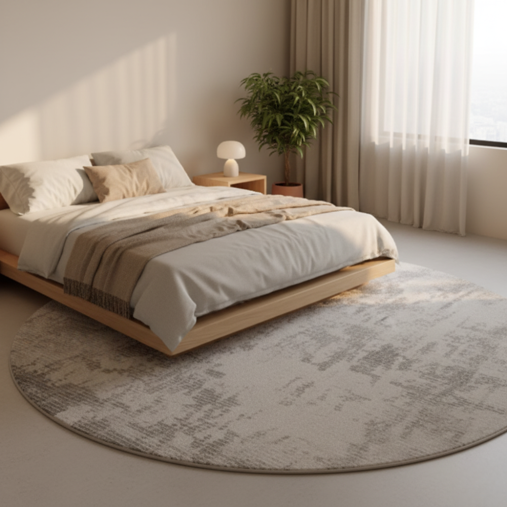 Rond Vloerkleed met Zachte Pluche Structuur en Comfortabele Dikke Textuur
