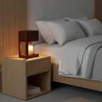 Houten Tafellamp met Warme LED‑Sfeerverlichting en Waxverwarmer