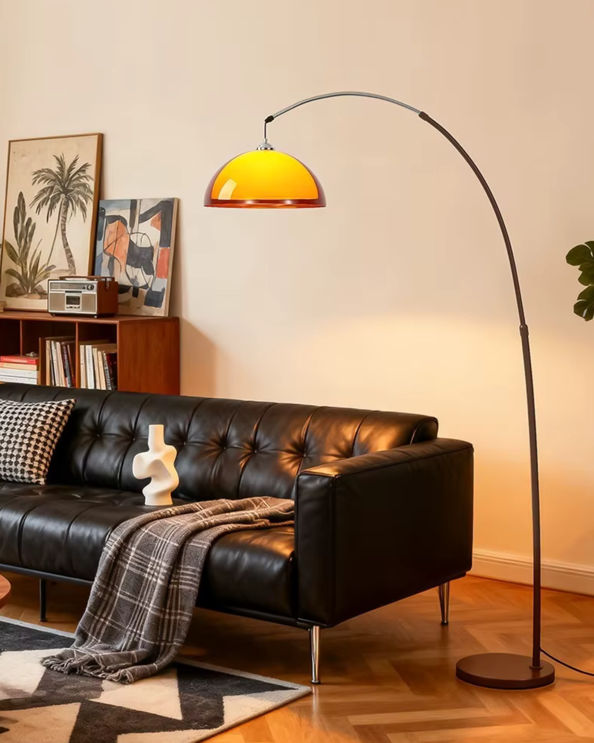 Boogvloerlamp met Elegante Boogarm en Zachte Ruimteverlichting