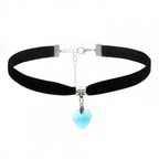Choker van Fluweel met Hartvormige Hanger en Verlengketting