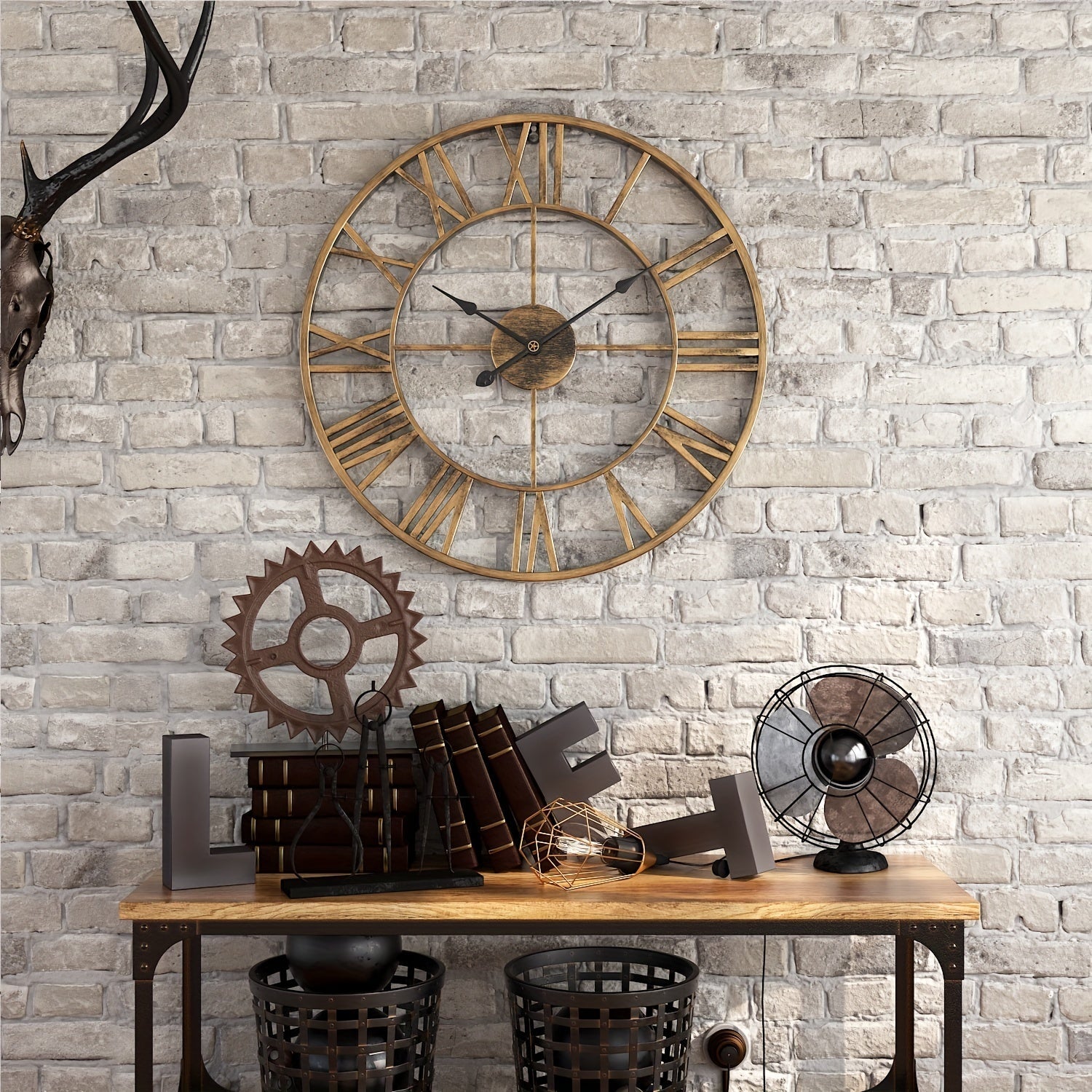 Ronde Metalen Wandklok met Stil Uurwerk
