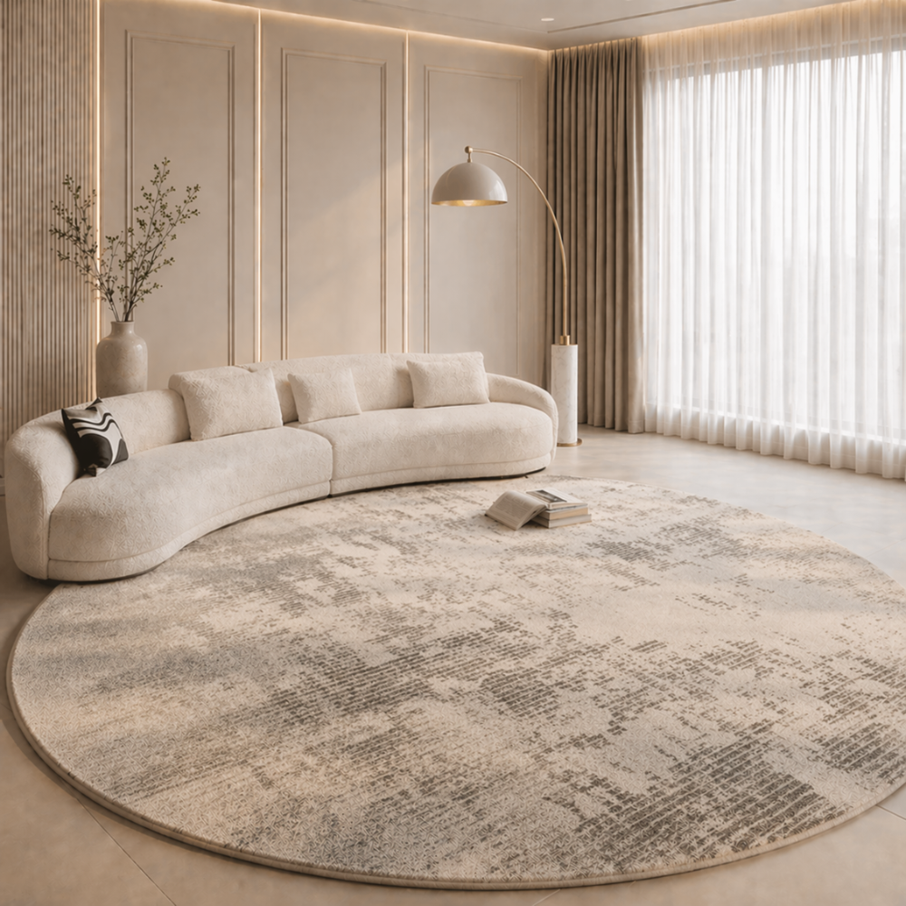 Rond Vloerkleed met Zachte Pluche Structuur en Comfortabele Dikke Textuur
