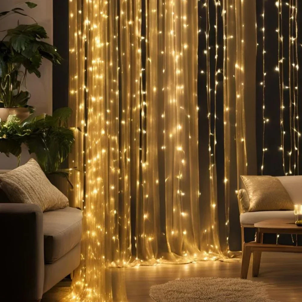 LED‑Lichtgordijn met Warm Gloed en Flexibele Binnen‑ en Buitenverlichting