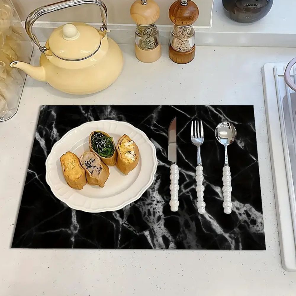 Afdruipmat Met Marmerpatroon Voor Keukenapparaten En Servies