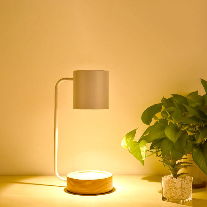 Japanse kaarsenwarmerlamp met houten voet en dimbare timer