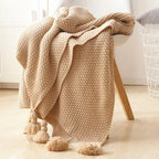 Gebreide Plaid van Wol met Kwasten voor Bank en Bed