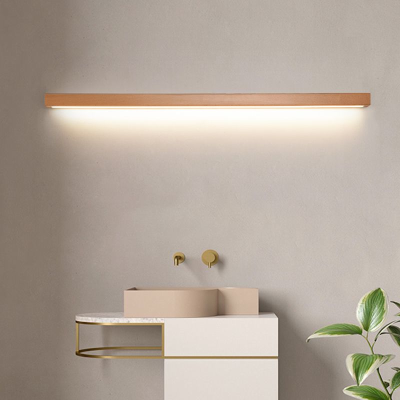 Lineaire Houten Spiegelwandlamp Met Acrylvoorfront