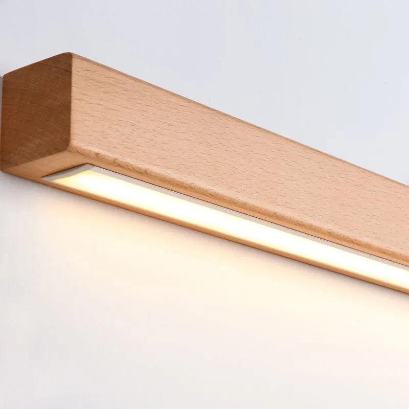 Lineaire Houten Spiegelwandlamp Met Acrylvoorfront