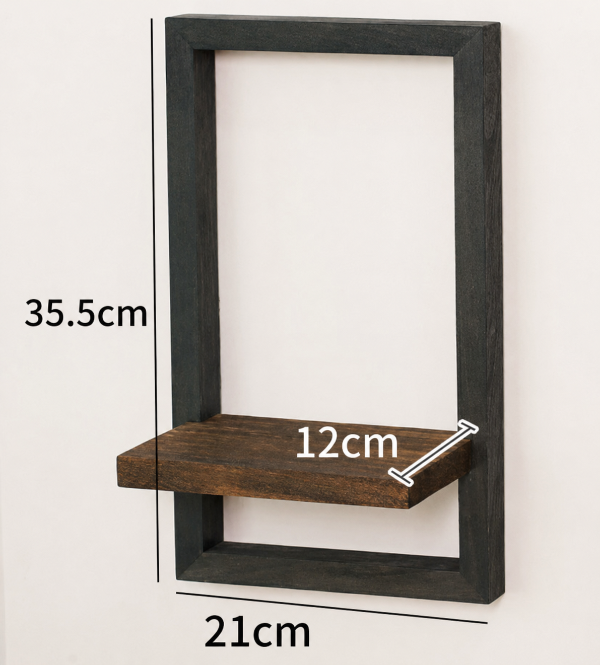 Acaciahouten Wandplank met Stalen Frame en Vintage Uitstraling