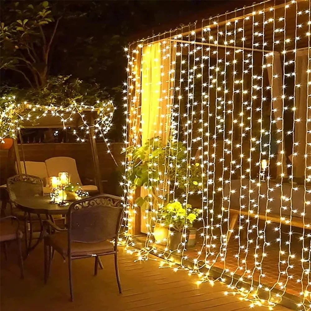LED‑Lichtgordijn met Warm Gloed en Flexibele Binnen‑ en Buitenverlichting
