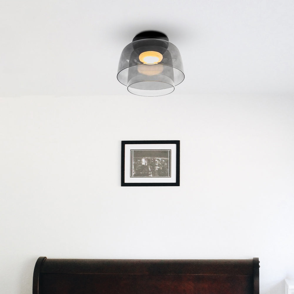 Glazen Plafondlamp Met Gelaagde Vorm En Moderne Sfeerverlichting
