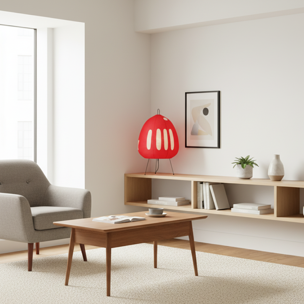 Japanse Tafellamp of Vloerlamp met Organische Papieren Vorm en Warme Sfeerverlichting
