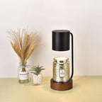 Japanse kaarsenwarmerlamp met houten voet en dimbare timer