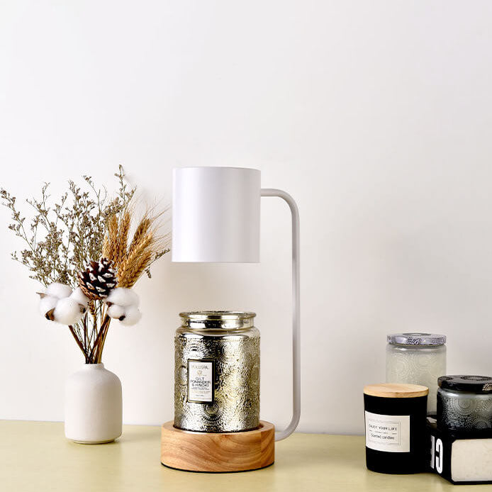 Japanse kaarsenwarmerlamp met houten voet en dimbare timer