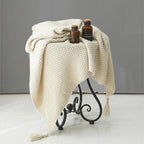 Gebreide Plaid van Wol met Kwasten voor Bank en Bed