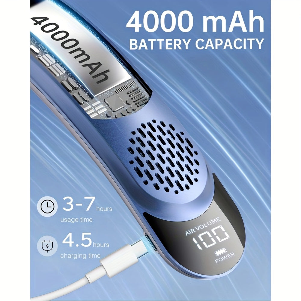 Draagbare Nekventilator met 360° Koeling en LED-Display voor Onderweg