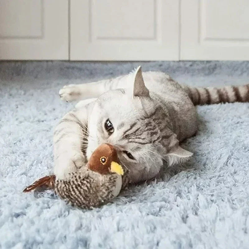 Interactief Vogelspeeltje voor Katten met Geluid en Veerbeweging