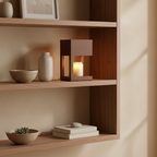 Houten Tafellamp met Warme LED‑Sfeerverlichting en Waxverwarmer