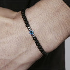 Kralenarmband van Steen met Oogmotief en Koordsluiting