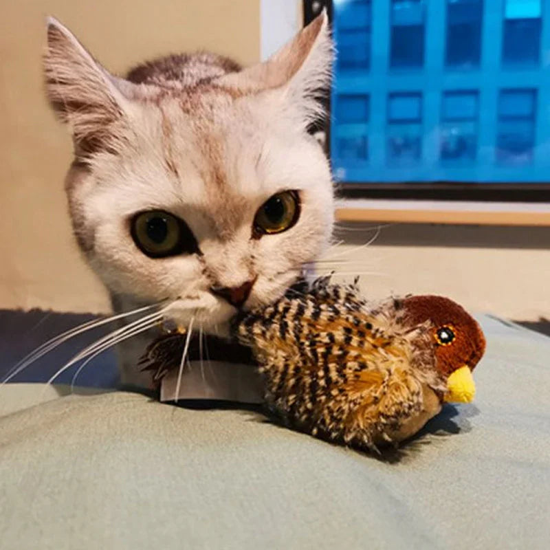 Interactief Vogelspeeltje voor Katten met Geluid en Veerbeweging