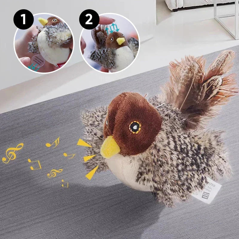 Interactief Vogelspeeltje voor Katten met Geluid en Veerbeweging